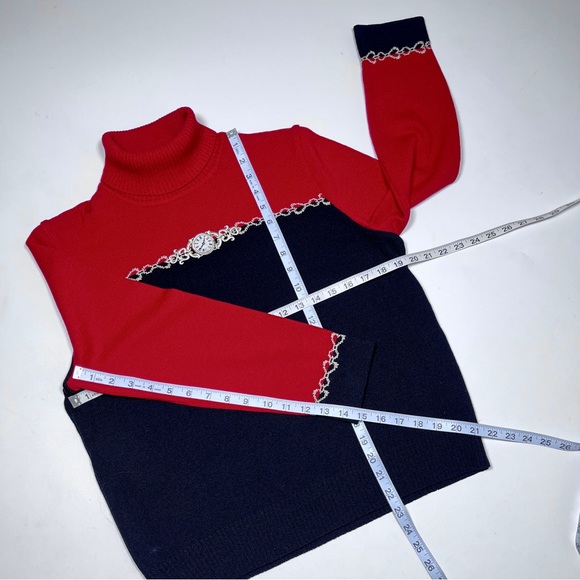 ST. John Sport By Marie Gray wool blend holiday turtleneck knit top swea… - Picture 10 of 12